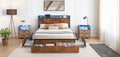 Acekool Bed Frame with Storage Drawers, LED Lights, Charging Station & Strong Wooden Slats
