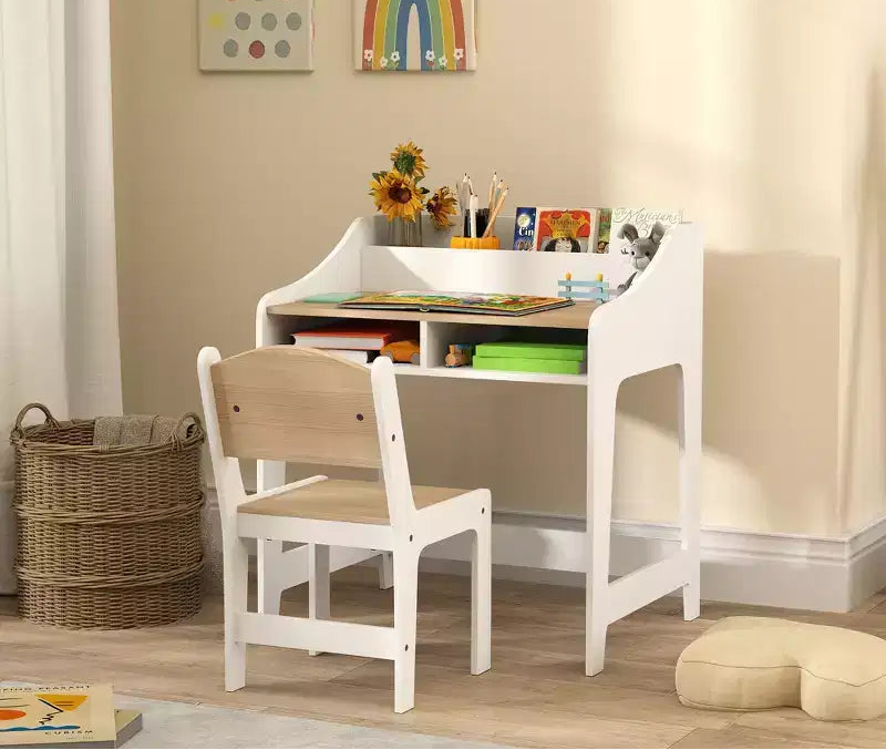 Kids Study Desk with Storage Shelves, Children Writing Table for Bedroom & Study Room, 3-9 Years Old