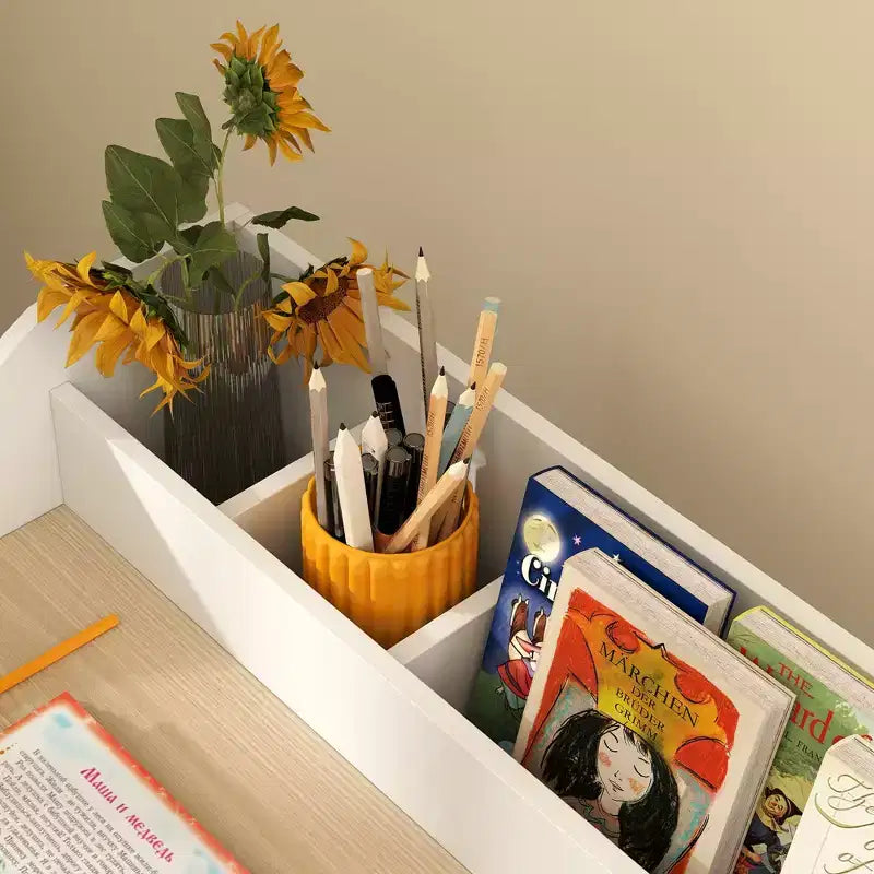 Kids Study Desk with Storage Shelves, Children Writing Table for Bedroom & Study Room, 3-9 Years Old
