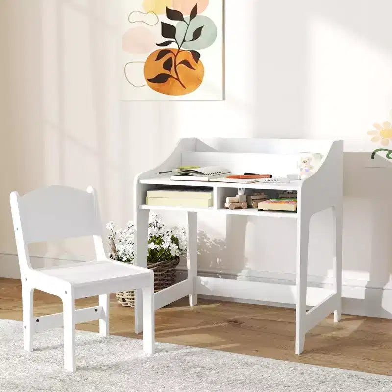 Kids Study Desk with Storage Shelves, Children Writing Table for Bedroom & Study Room, 3-9 Years Old