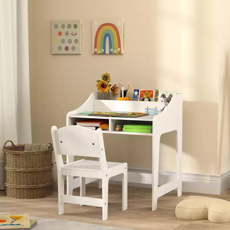 Kids Study Desk with Storage Shelves, Children Writing Table for Bedroom & Study Room, 3-9 Years Old