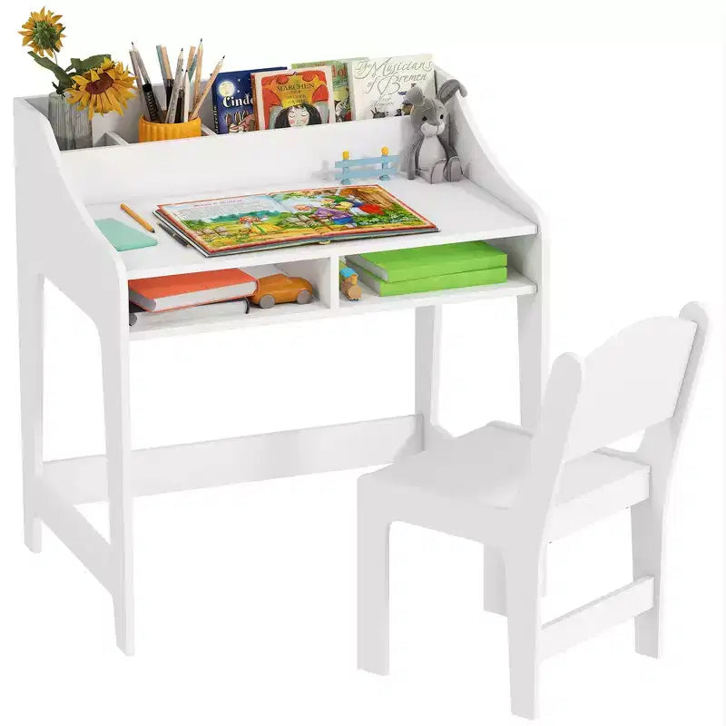 Kids Study Desk with Storage Shelves, Children Writing Table for Bedroom & Study Room, 3-9 Years Old