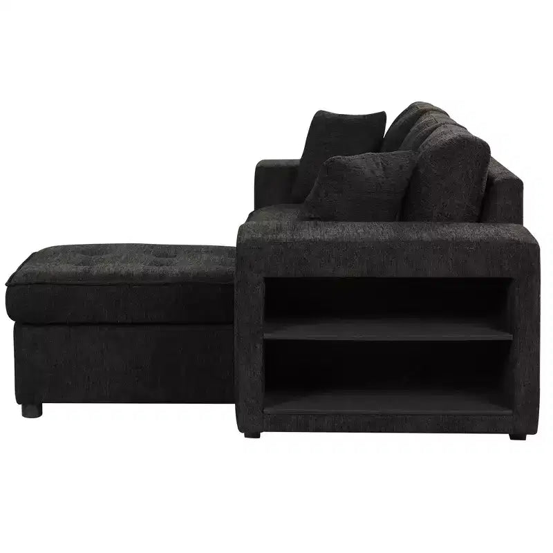 Convertible Sleeper Sofa with Storage Chaise for Living Room