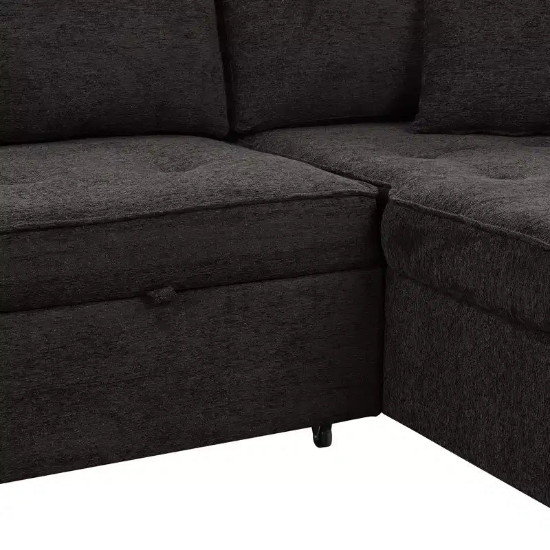 Convertible Sleeper Sofa with Storage Chaise for Living Room