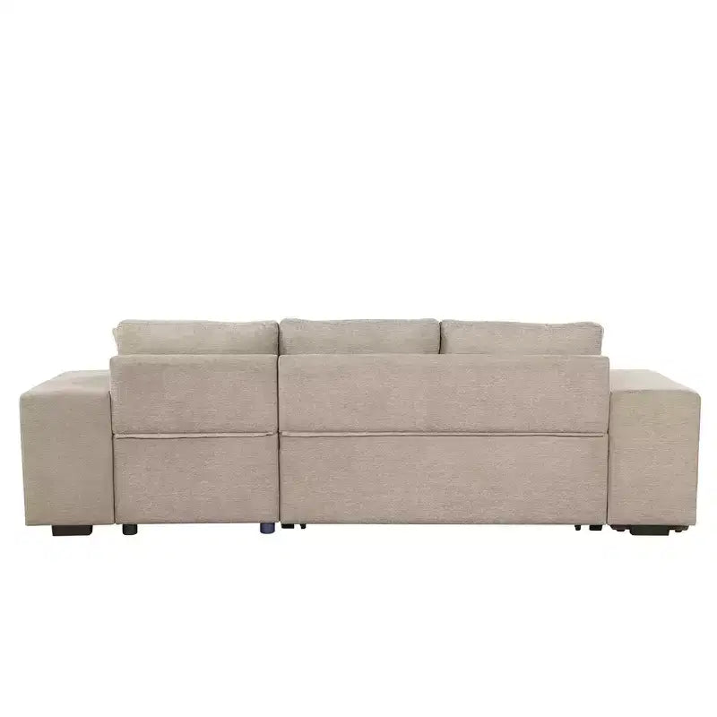 Convertible Sleeper Sofa with Storage Chaise for Living Room