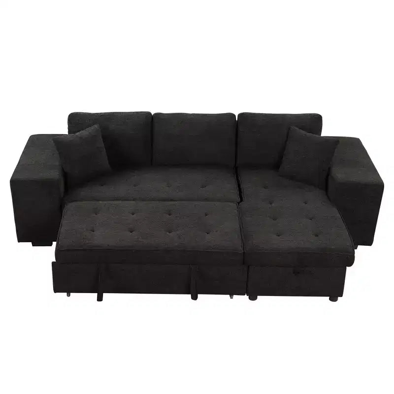 Convertible Sleeper Sofa with Storage Chaise for Living Room