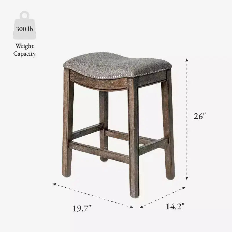 Backless Saddle Counter Stool with Fabric Upholstery 26