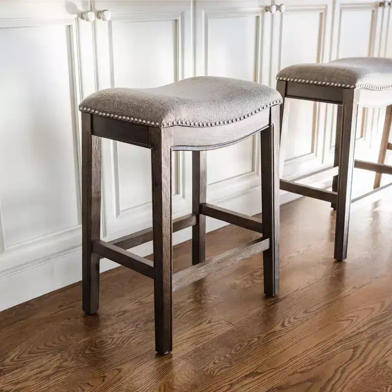 Backless Saddle Counter Stool with Fabric Upholstery 26