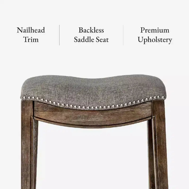 Backless Saddle Counter Stool with Fabric Upholstery 26