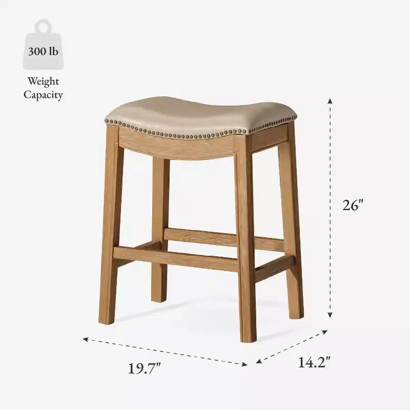 Backless Saddle Counter Stool with Fabric Upholstery 26