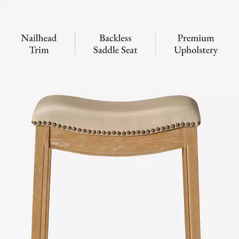 Backless Saddle Counter Stool with Fabric Upholstery 26