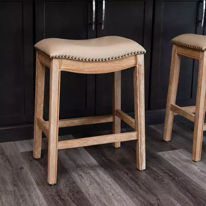 Backless Saddle Counter Stool with Fabric Upholstery 26
