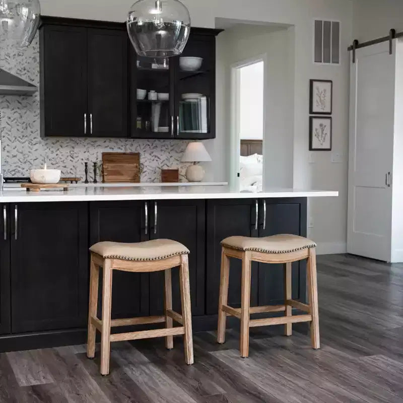 Backless Saddle Counter Stool with Fabric Upholstery 26