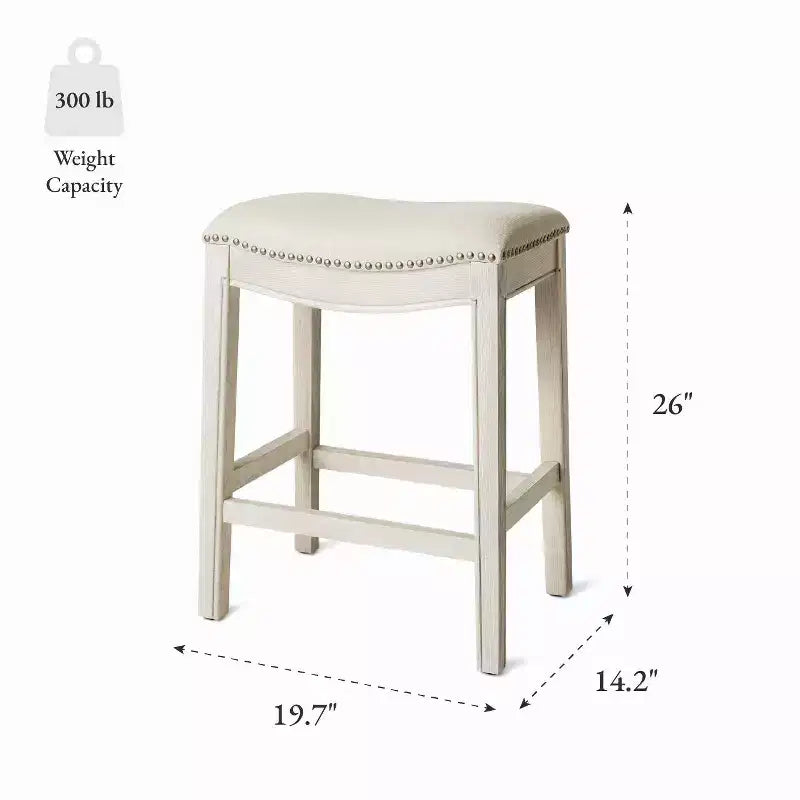 Backless Saddle Counter Stool with Fabric Upholstery 26