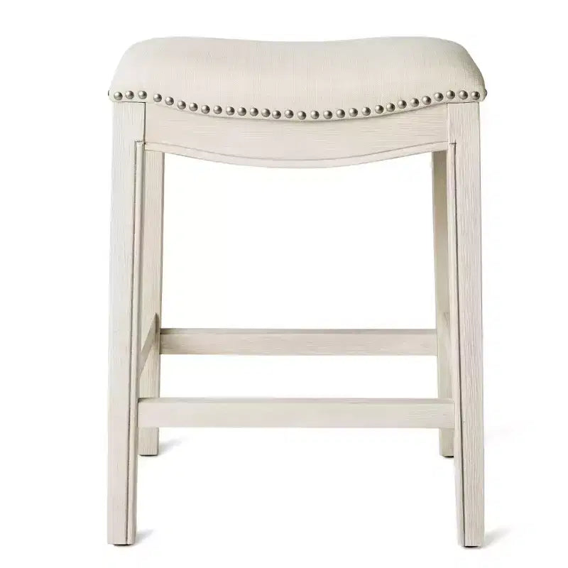 Backless Saddle Counter Stool with Fabric Upholstery 26