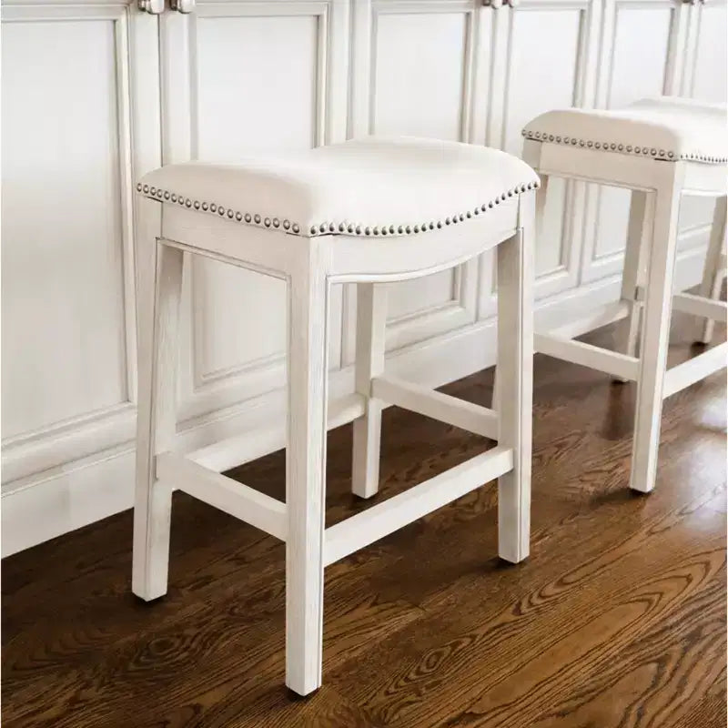 Backless Saddle Counter Stool with Fabric Upholstery 26