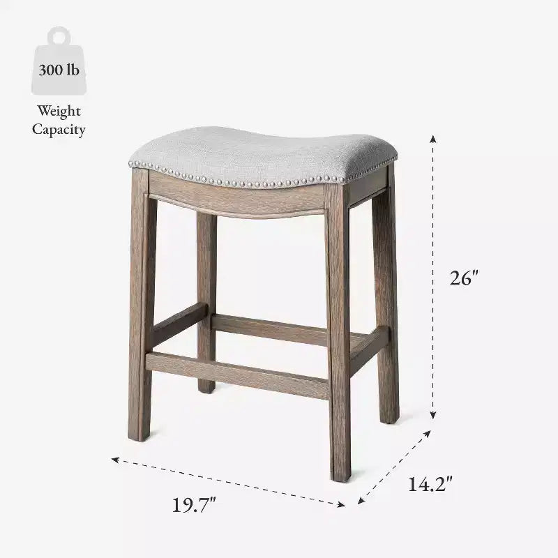 Backless Saddle Counter Stool with Fabric Upholstery 26