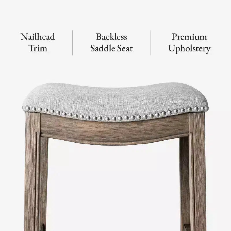 Backless Saddle Counter Stool with Fabric Upholstery 26