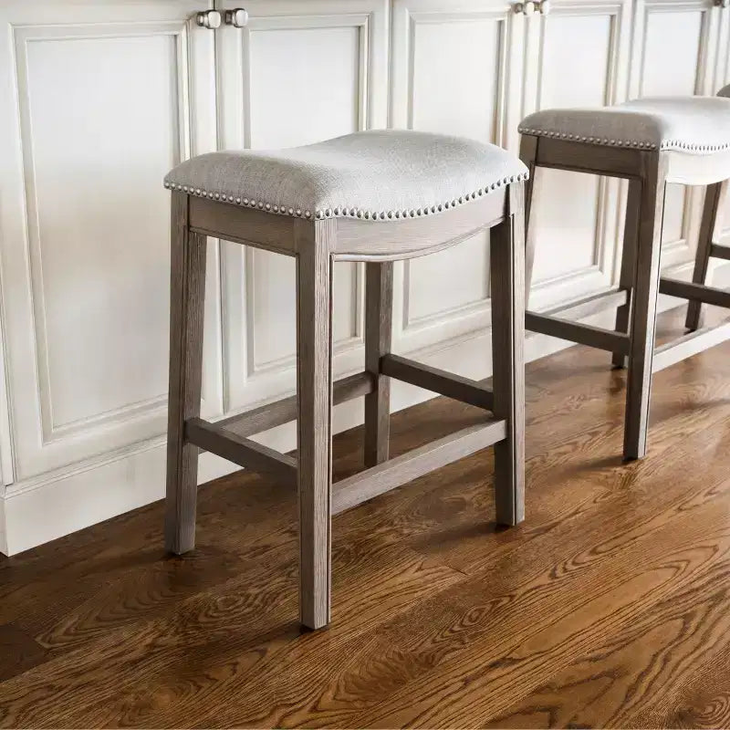 Backless Saddle Counter Stool with Fabric Upholstery 26