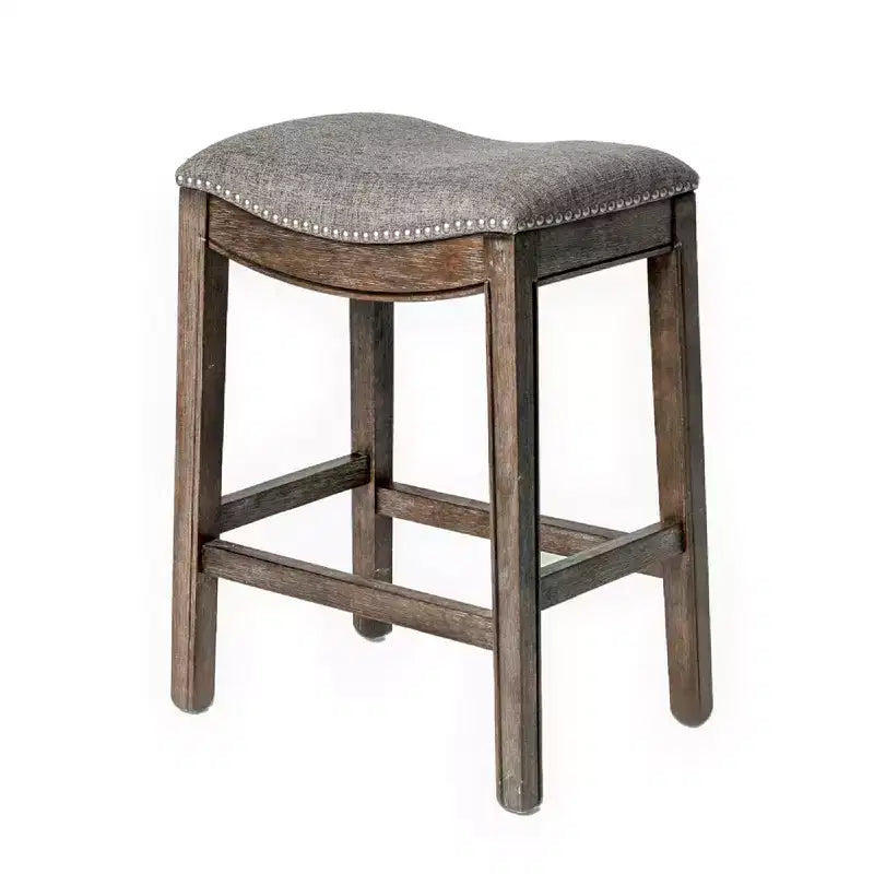 Backless Saddle Counter Stool with Fabric Upholstery 26