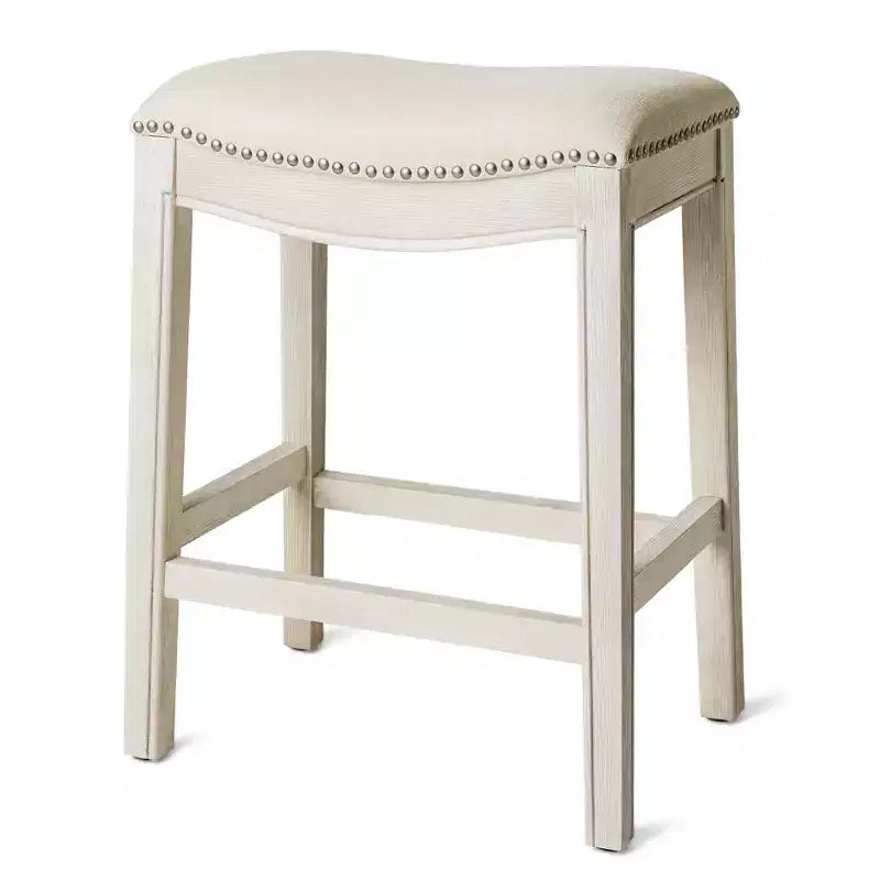 Backless Saddle Counter Stool with Fabric Upholstery 26