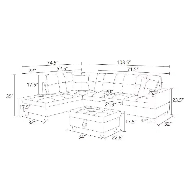 Contemporary Black Leather Sofa