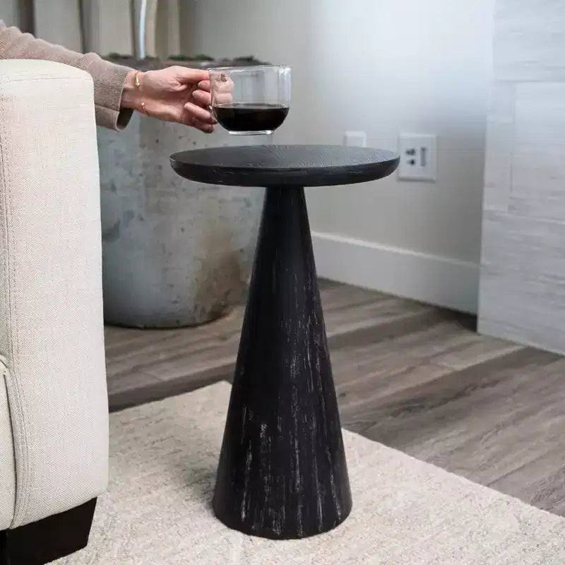 Rustic Wooden Round Drink Table 12x20