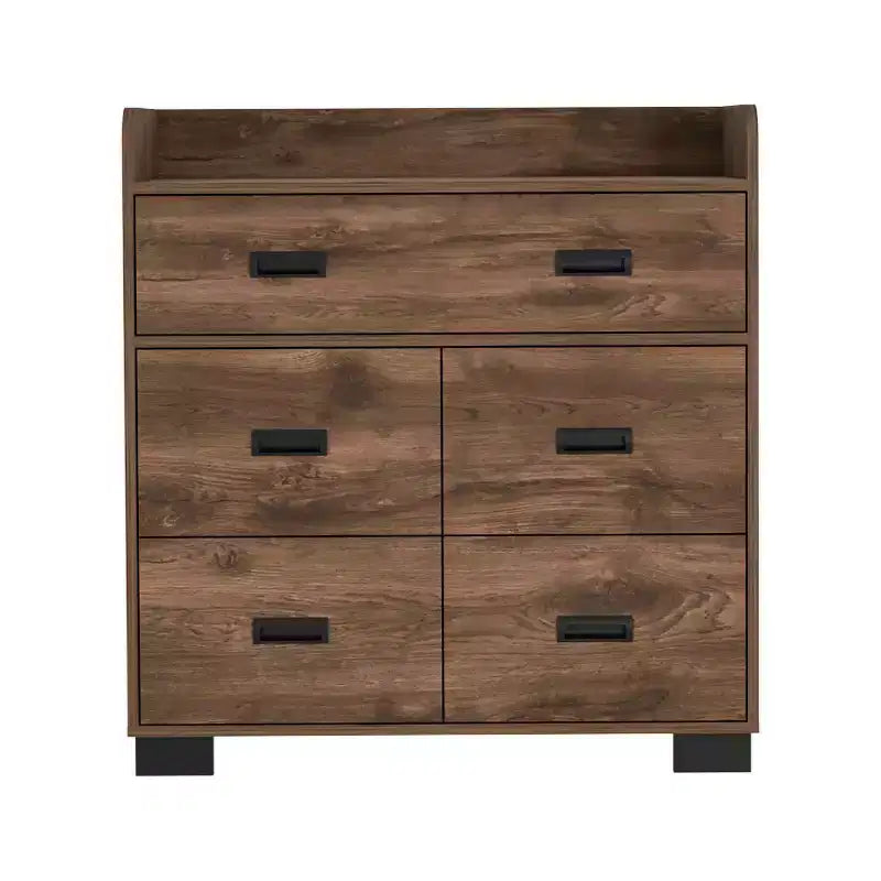 4-Drawer Dresser with One Double Drawer,Modern Chest of Drawers with Large Storage Space&Metal Rails,Superior Top