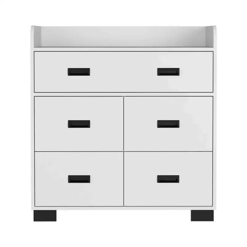 4-Drawer Dresser with One Double Drawer,Modern Chest of Drawers with Large Storage Space&Metal Rails,Superior Top