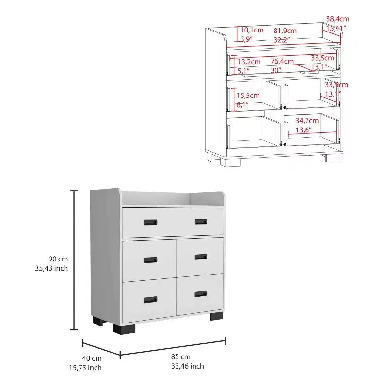 4-Drawer Dresser with One Double Drawer,Modern Chest of Drawers with Large Storage Space&Metal Rails,Superior Top