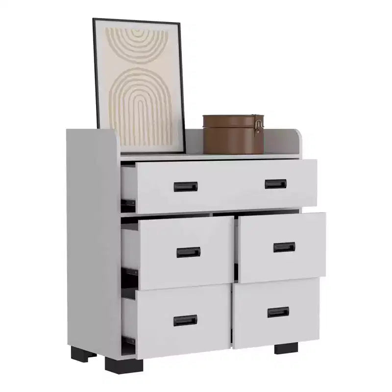 4-Drawer Dresser with One Double Drawer,Modern Chest of Drawers with Large Storage Space&Metal Rails,Superior Top