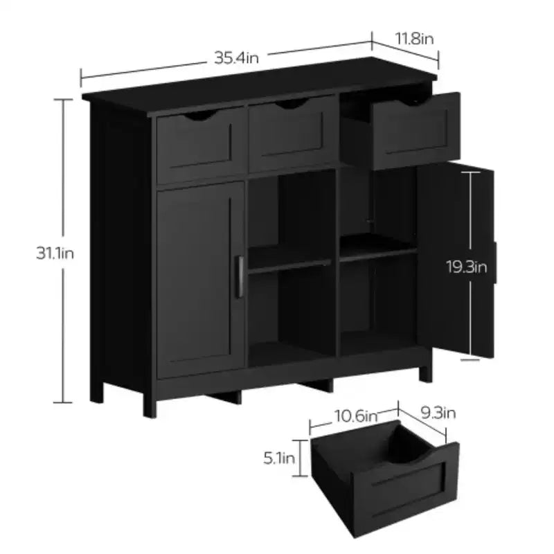 Meubles de rangement, meuble bas en bois avec tiroirs et étagères, meuble d'appoint pour salon, chambre, salle de bain, mobilier, décoration intérieure