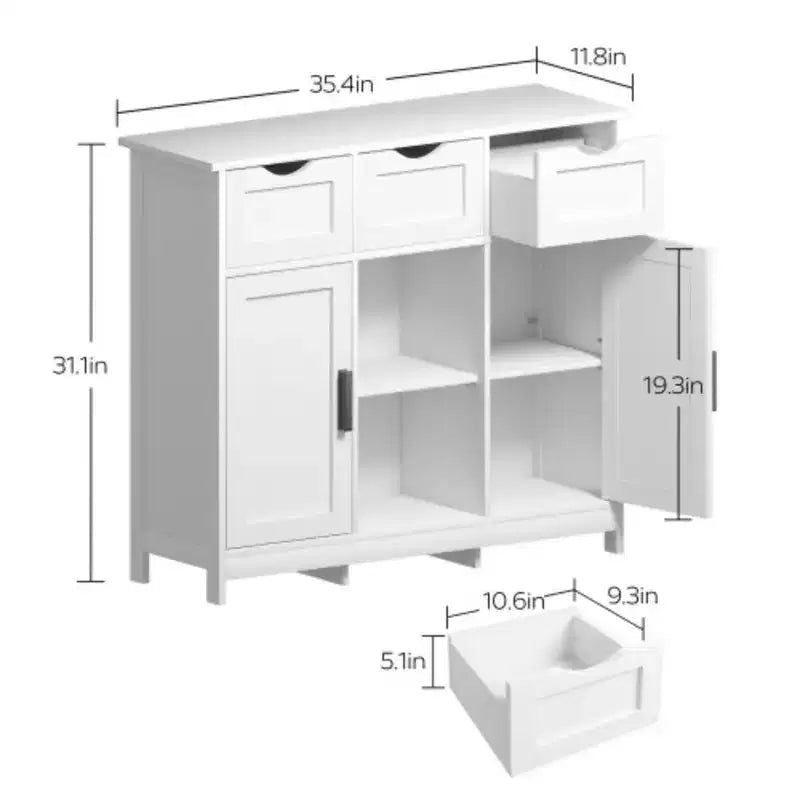 Meubles de rangement, meuble bas en bois avec tiroirs et étagères, meuble d'appoint pour salon, chambre, salle de bain, mobilier, décoration intérieure