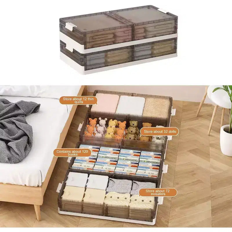 Under Bed Storage Containers with Wheels, Stackable Storage Bins with Lids, Pull-Out Organizer for Bedroom, Dorm, Closet, 2 Pack