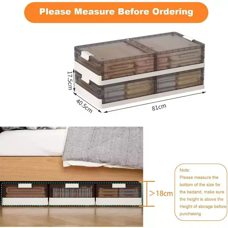 Under Bed Storage Containers with Wheels, Stackable Storage Bins with Lids, Pull-Out Organizer for Bedroom, Dorm, Closet, 2 Pack