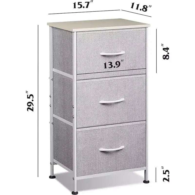 Table de chevet avec 3 tiroirs, commode de rangement en tissu pour chambre à coucher, couloir, entrée, placards