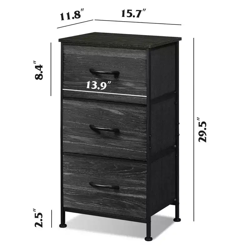 Table de chevet avec 3 tiroirs, commode de rangement en tissu pour chambre à coucher, couloir, entrée, placards