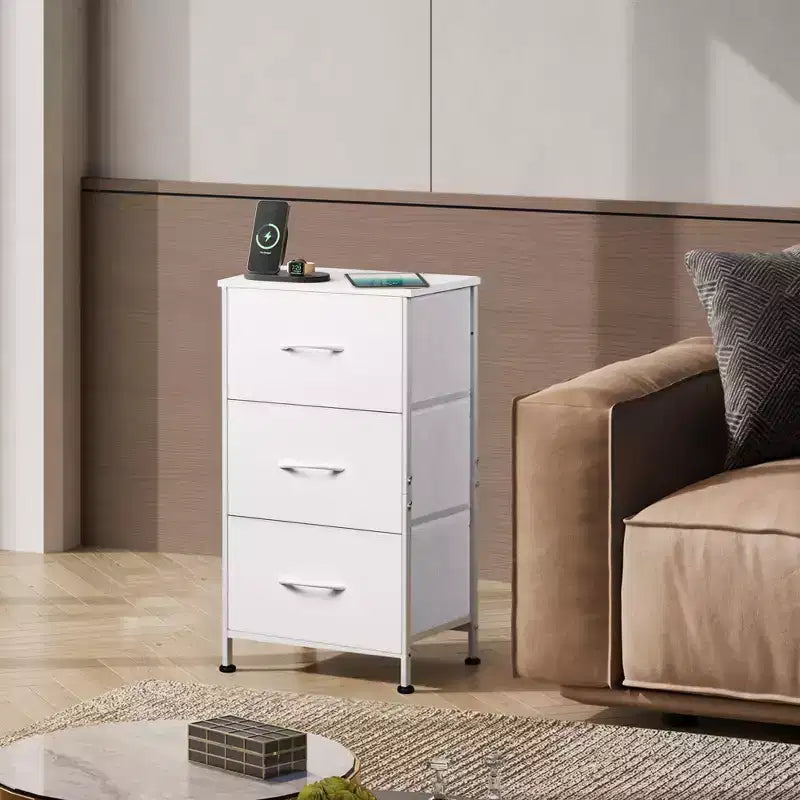 Table de chevet avec 3 tiroirs, commode de rangement en tissu pour chambre à coucher, couloir, entrée, placards