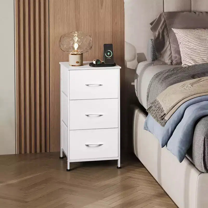 Table de chevet avec 3 tiroirs, commode de rangement en tissu pour chambre à coucher, couloir, entrée, placards