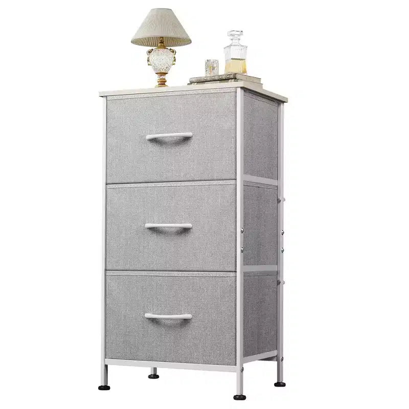 Nightstand with 3 Drawers Fabric Dresser Storage Organizer for Bedroom, Hallway, Entryway, Closets