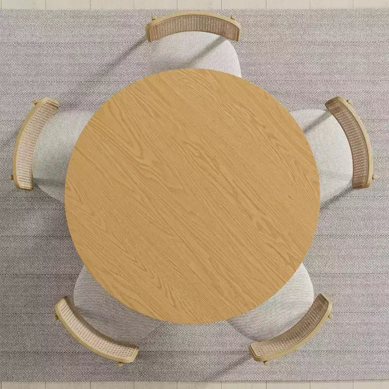 45 x45 Solid Wood Round Dining Table with Natural Finish and Elegant Arched Legs for Modern Dining Rooms & Kitchens
