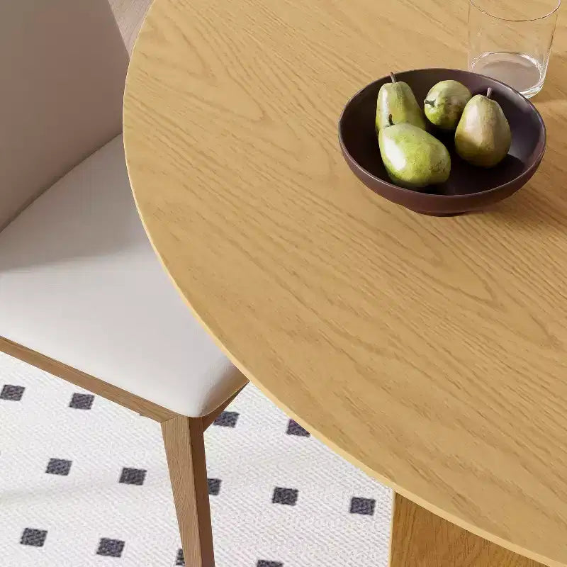 45 x45 Solid Wood Round Dining Table with Natural Finish and Elegant Arched Legs for Modern Dining Rooms & Kitchens