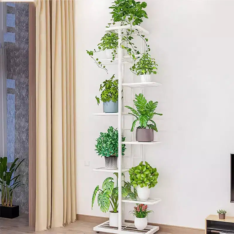 8 Tier Plant Stand Indoor, Tiered Plant Stand, Metal Plant Shelf for Patio Gardens Bedroom Corner Iiving Room Balcony