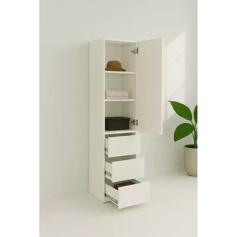 Elise Slim Modular Wood Closet Cabinet with Drawers in White