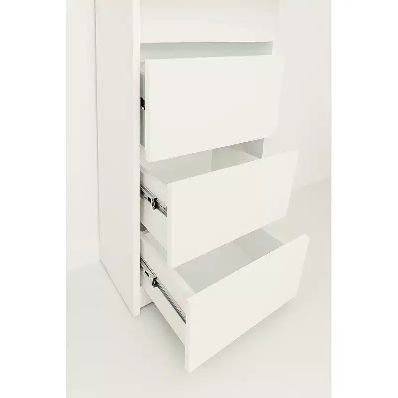 Elise Slim Modular Wood Closet Cabinet with Drawers in White
