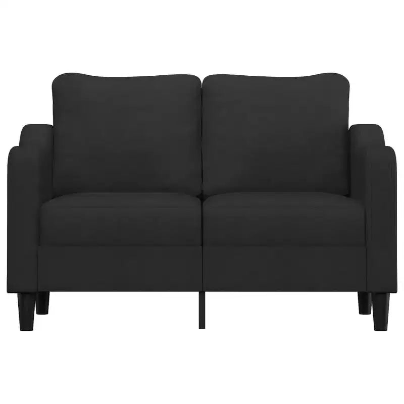 Modern 2-Seater Sofa - Black Fabric and Metal Frame with Thick Padding for Living Room, Lounge, Patio Seating