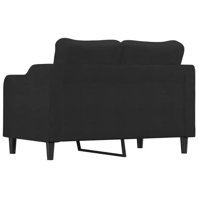 Modern 2-Seater Sofa - Black Fabric and Metal Frame with Thick Padding for Living Room, Lounge, Patio Seating