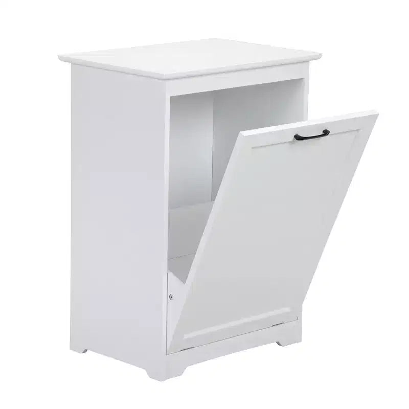 10 Gal. Tilt Out Trash Cabinet Laundry Hamper Kitchen Wooden Trash Can Holder Garbage Bin With Angle Adjustable Door