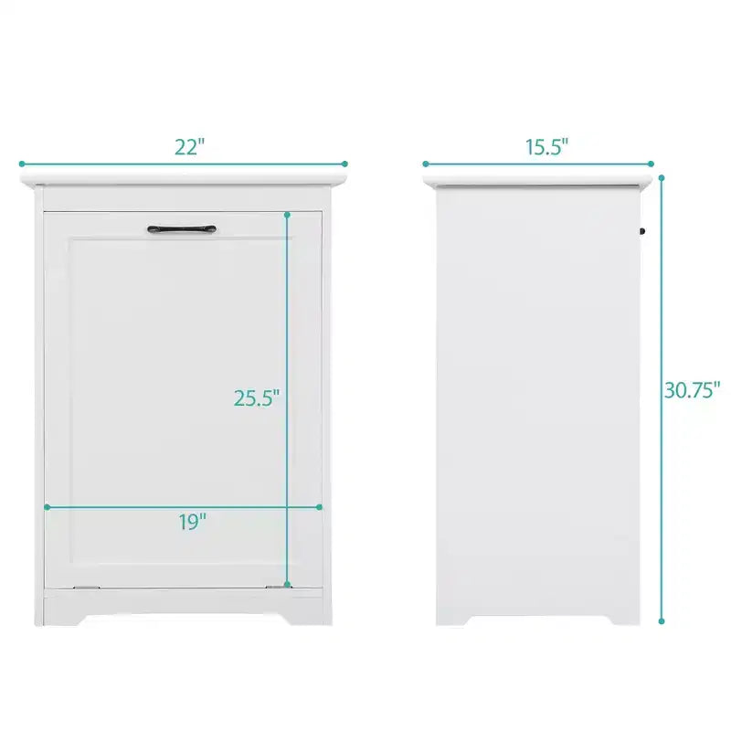 10 Gal. Tilt Out Trash Cabinet Laundry Hamper Kitchen Wooden Trash Can Holder Garbage Bin With Angle Adjustable Door