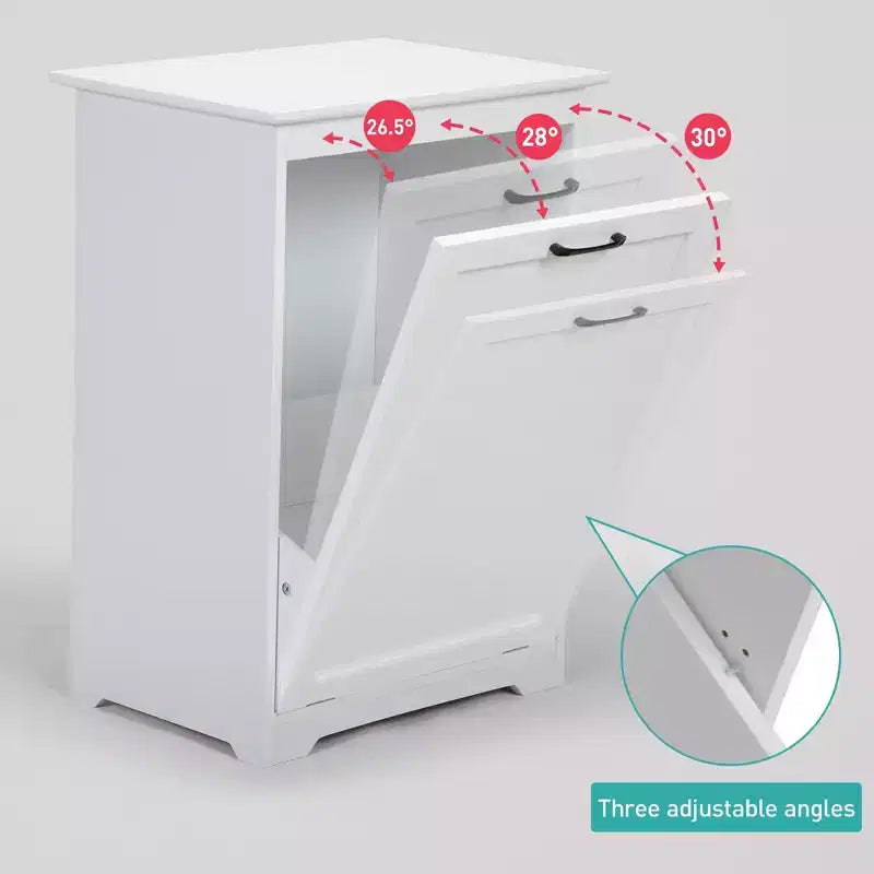 10 Gal. Tilt Out Trash Cabinet Laundry Hamper Kitchen Wooden Trash Can Holder Garbage Bin With Angle Adjustable Door